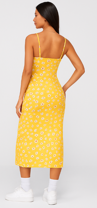 Robe Cami Fendue à Fronces