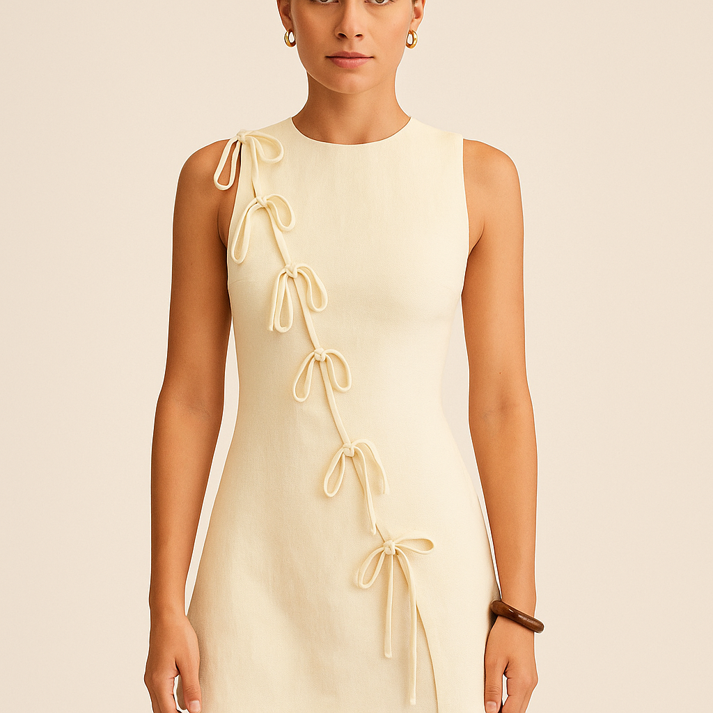 Robe nœud minimaliste à encolure haute – Édition Élégance