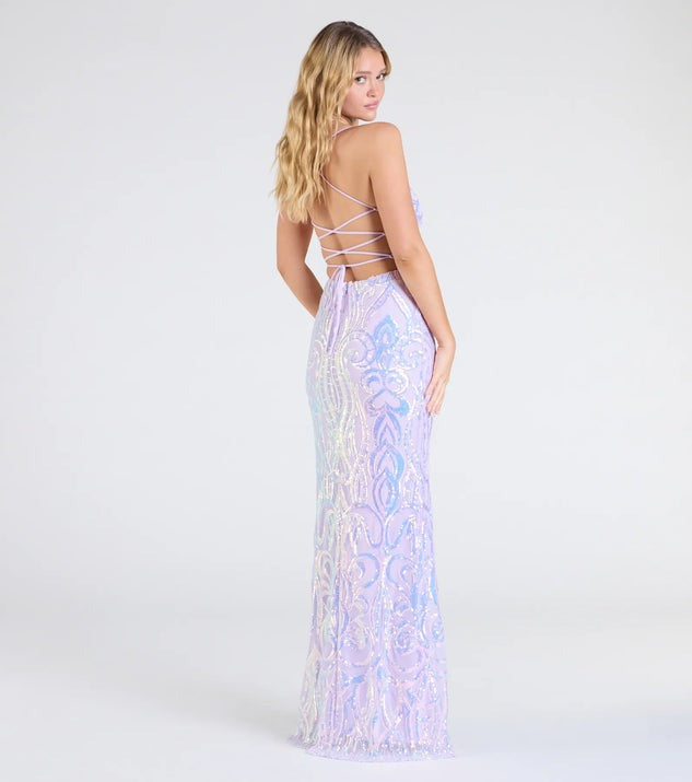 "Midnight Glow" — robe longue fendue à sequins